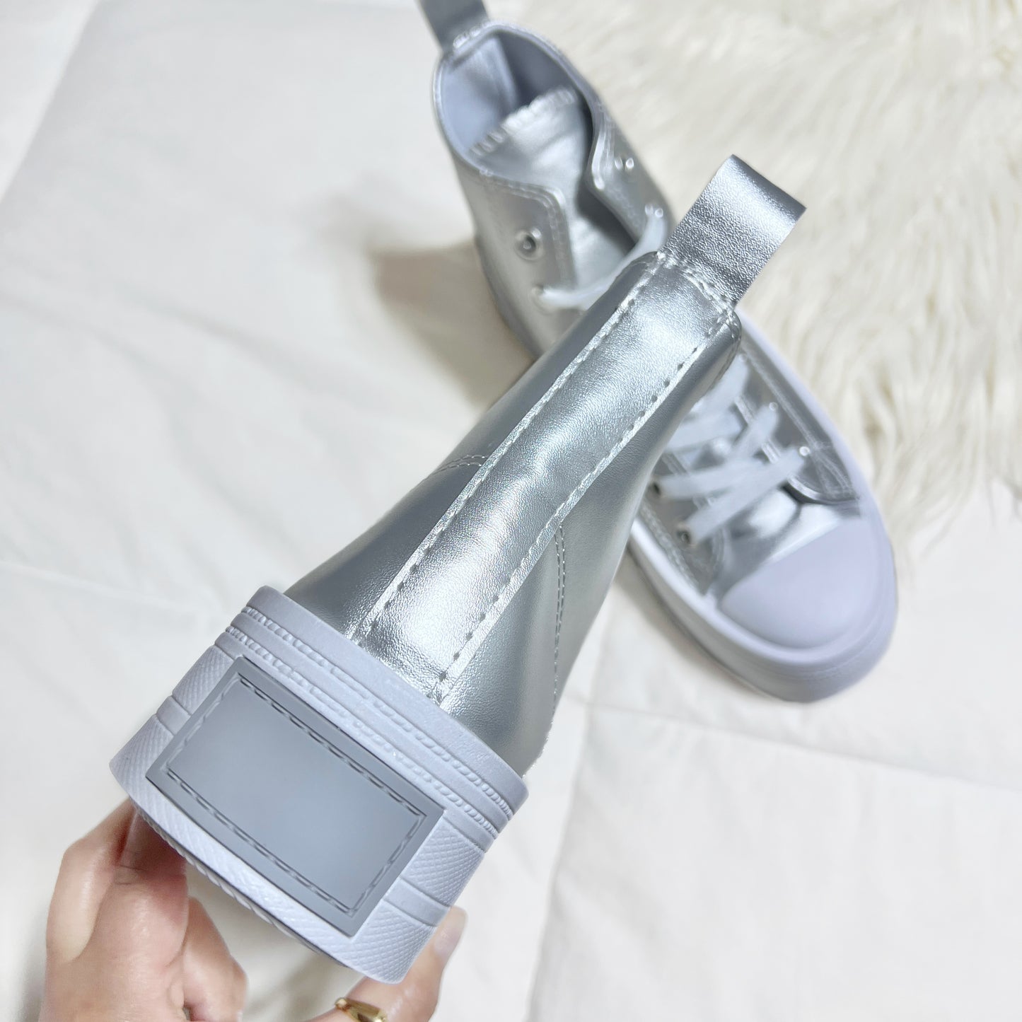 Zapatilla Lona con caña - Silver