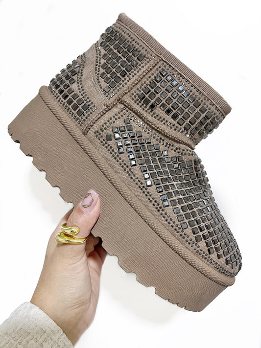 Pantubotas brillos beige
