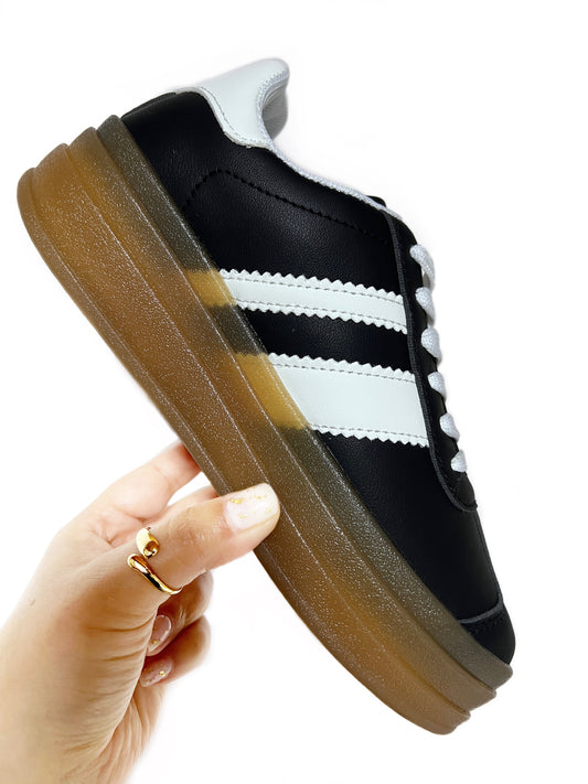 Georgina Black/White - Zapatillas estilo Samba