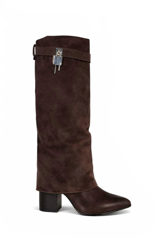 Botas candado marrón simil gamuza