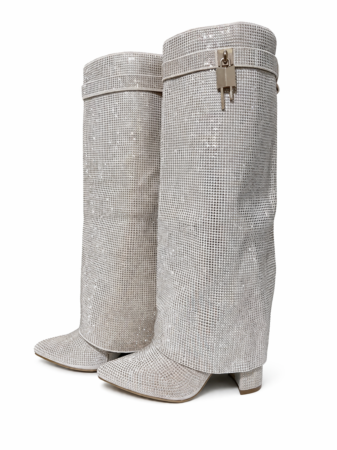 Botas candado cristales beige