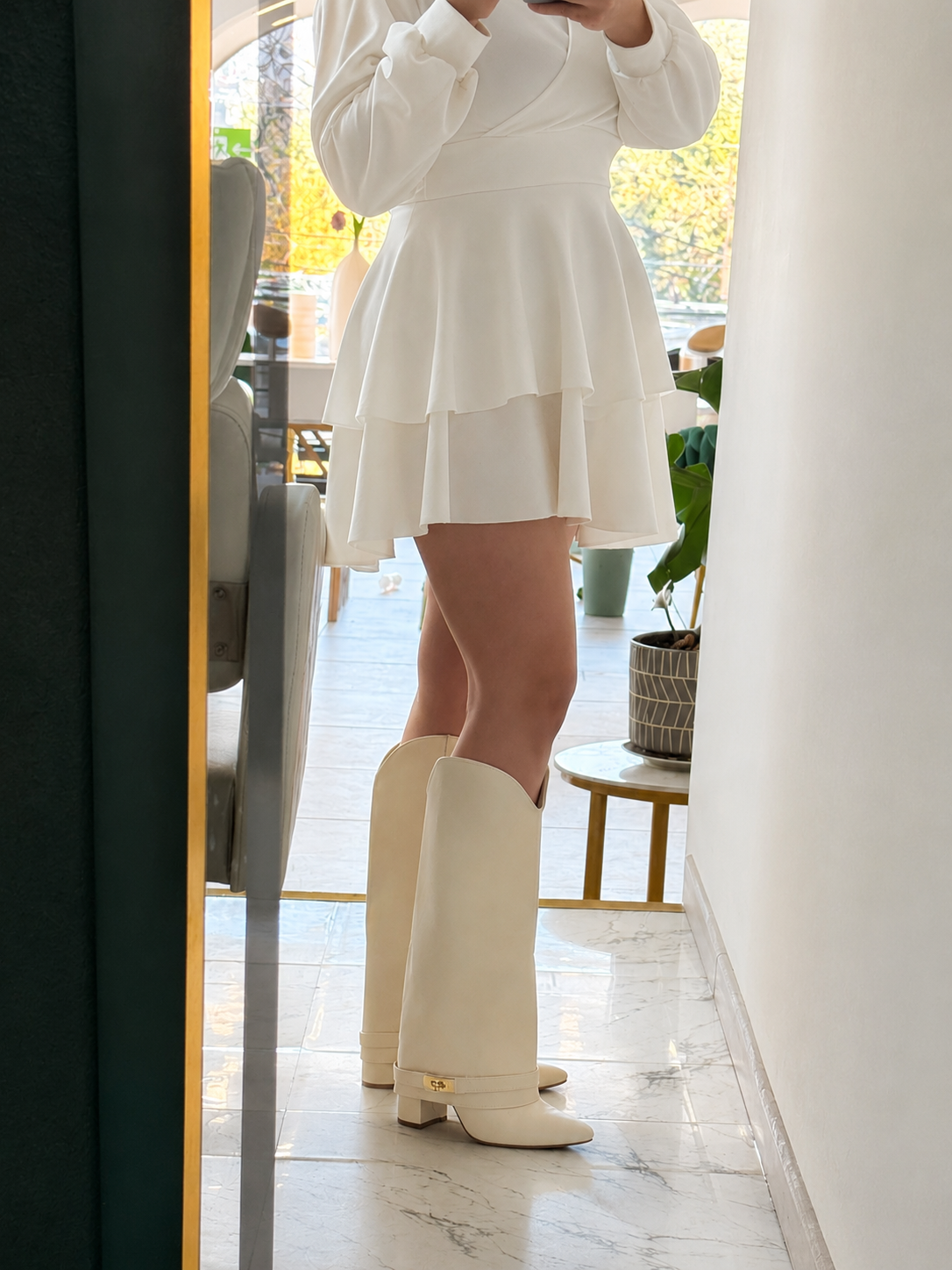 Botas polaina marfil