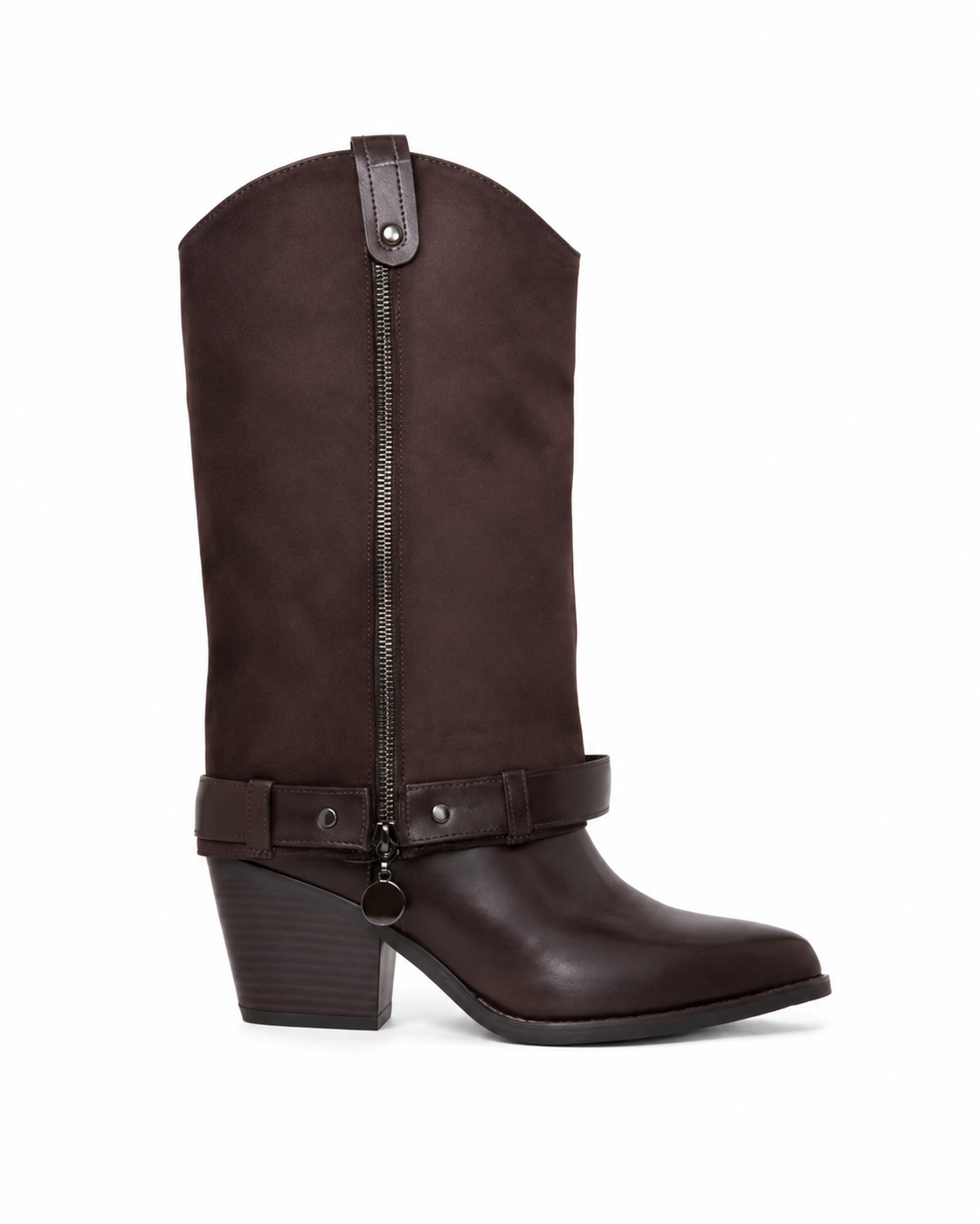 2 en 1 bota / botín texano marrón