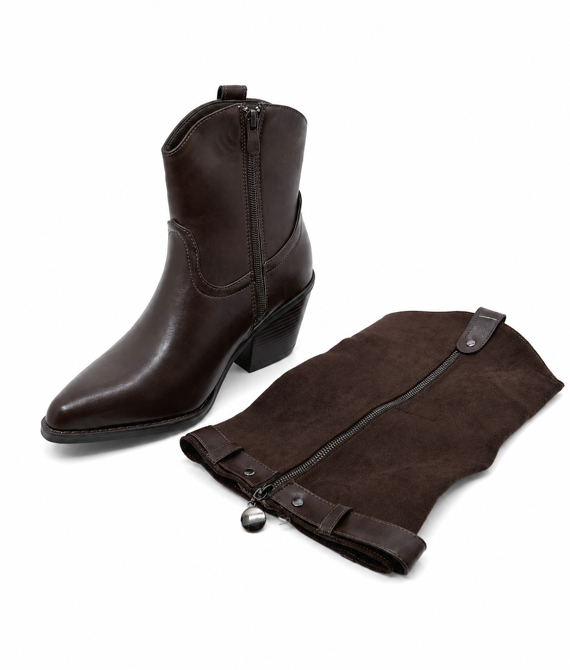 2 en 1 bota / botín texano marrón