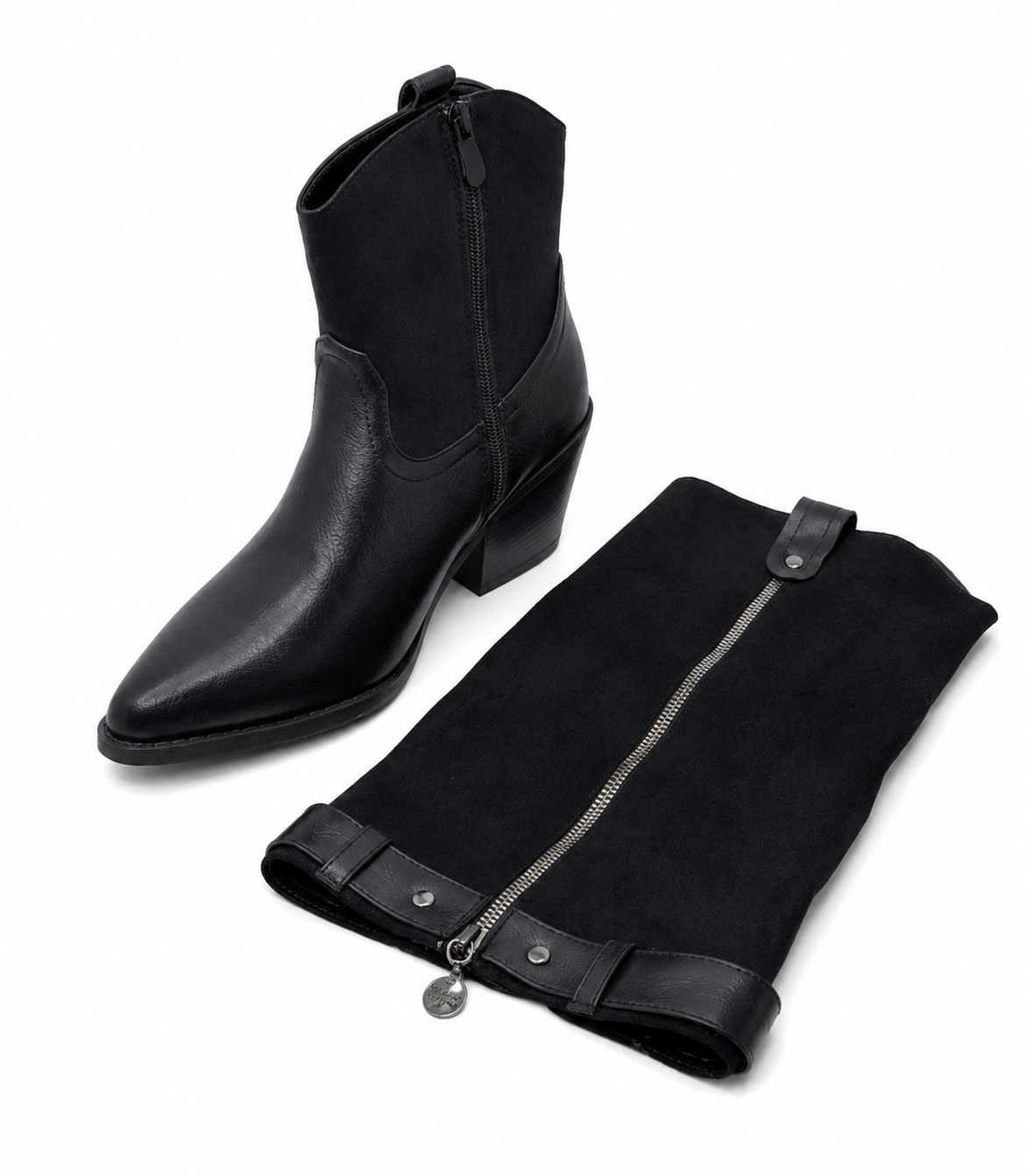 2 en 1 bota / botín texano black