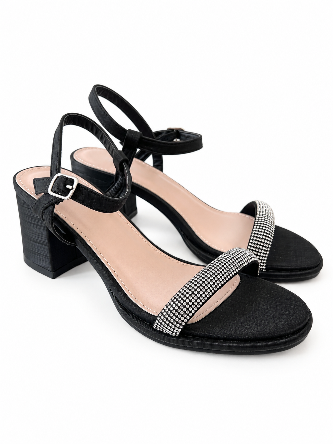 Sandalias negras taco bajo